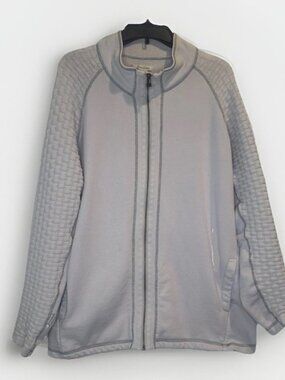 Carbon 2 Cobalt Mens Gray Full Zip Textured Sleeve Cotton Knit Jacket Sz XL